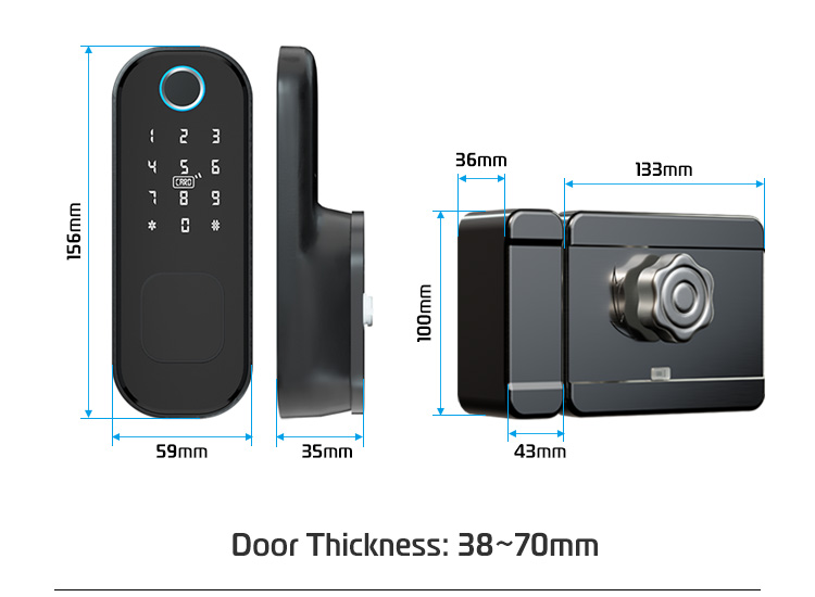 Waterproof ttlock APP wireless electric intelligent smart Digital Rim door lock for outdoor gate lock
