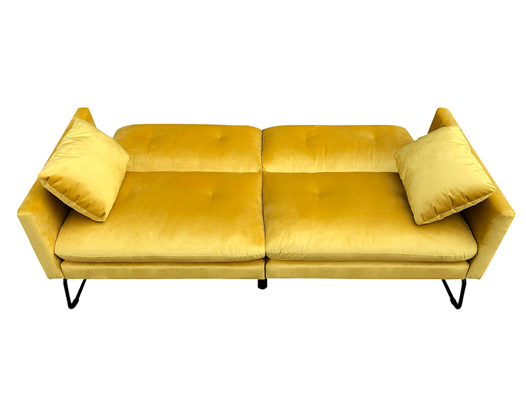 American style sofa cum bed yellow fabric sofa bed living room furniture