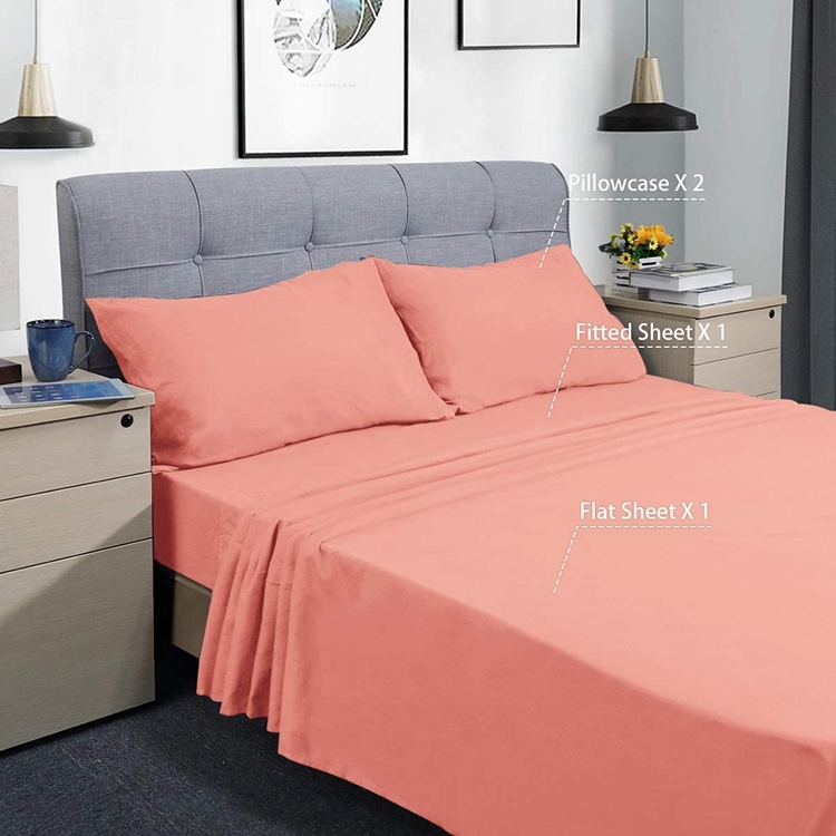 mellanni bed sheet set Factory Supply 100% Polyester Microfiber Solid Bedding Luxury Bed Sheet Set