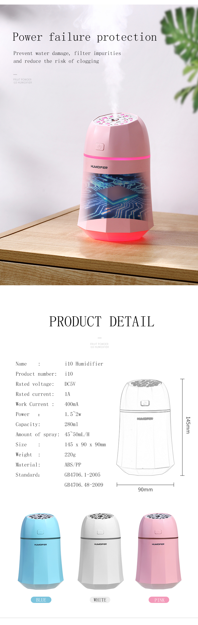 280ML Portable USB Mini Table Desk Humidifier With Personal Air Nano Mist Humidifier