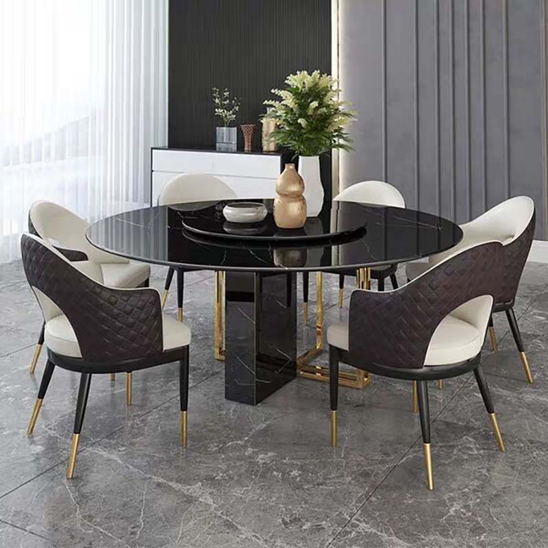 Modern Design Home Dining Room Furniture Real Marble Dining Table round marble gold stainless steel metal stand