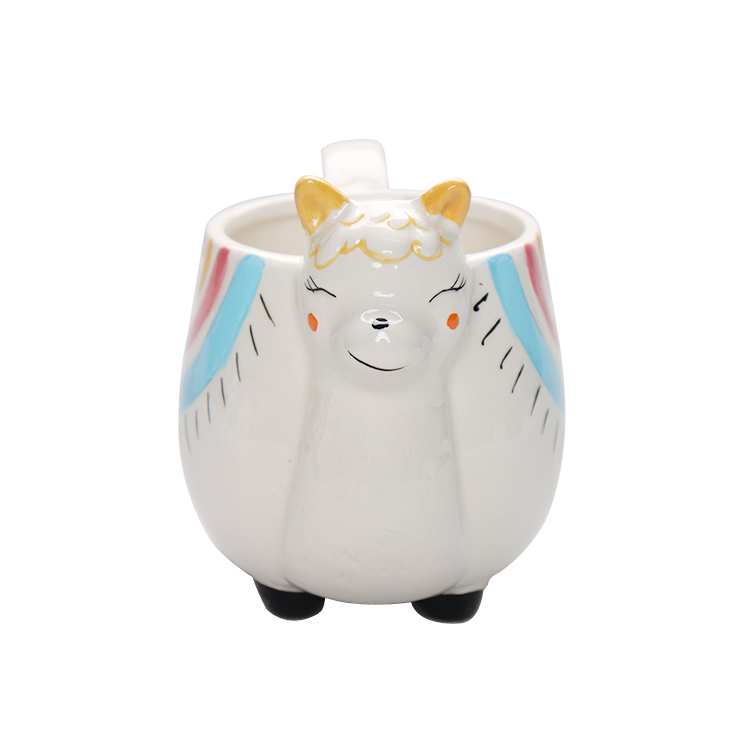 Hot Selling Good Quality OEM White Ceramic Dolomite Coffee Mug Milk Cup With Alpaca Shape