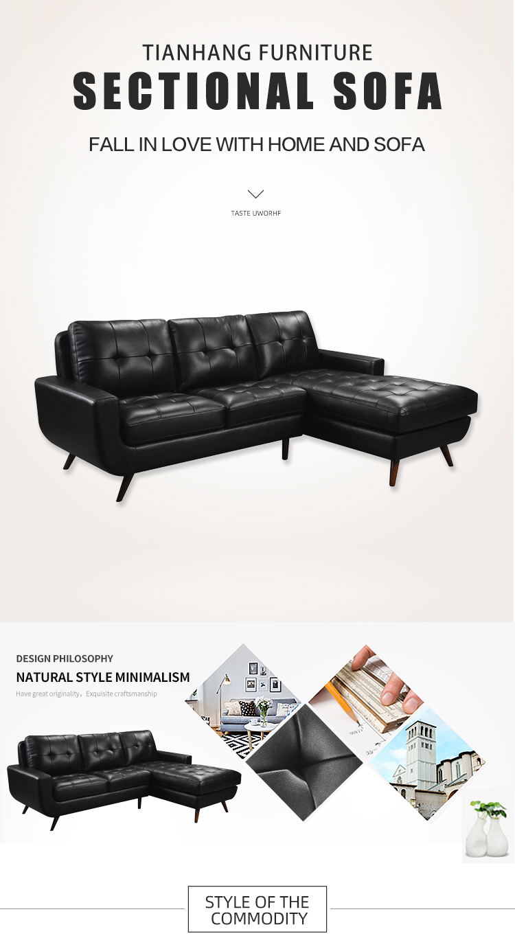 Modern design leather sofa set High quality living room corner sofa