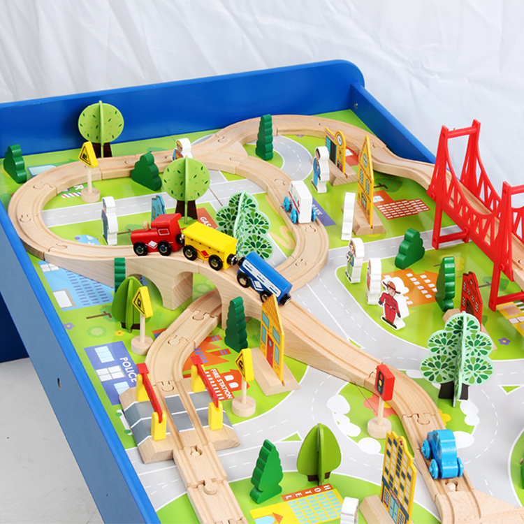 Wholesale Custom High Quality 88 Pieces Wooden Train Tracks Table Toys New Design Boys Girls Self Assemble Educational Toys