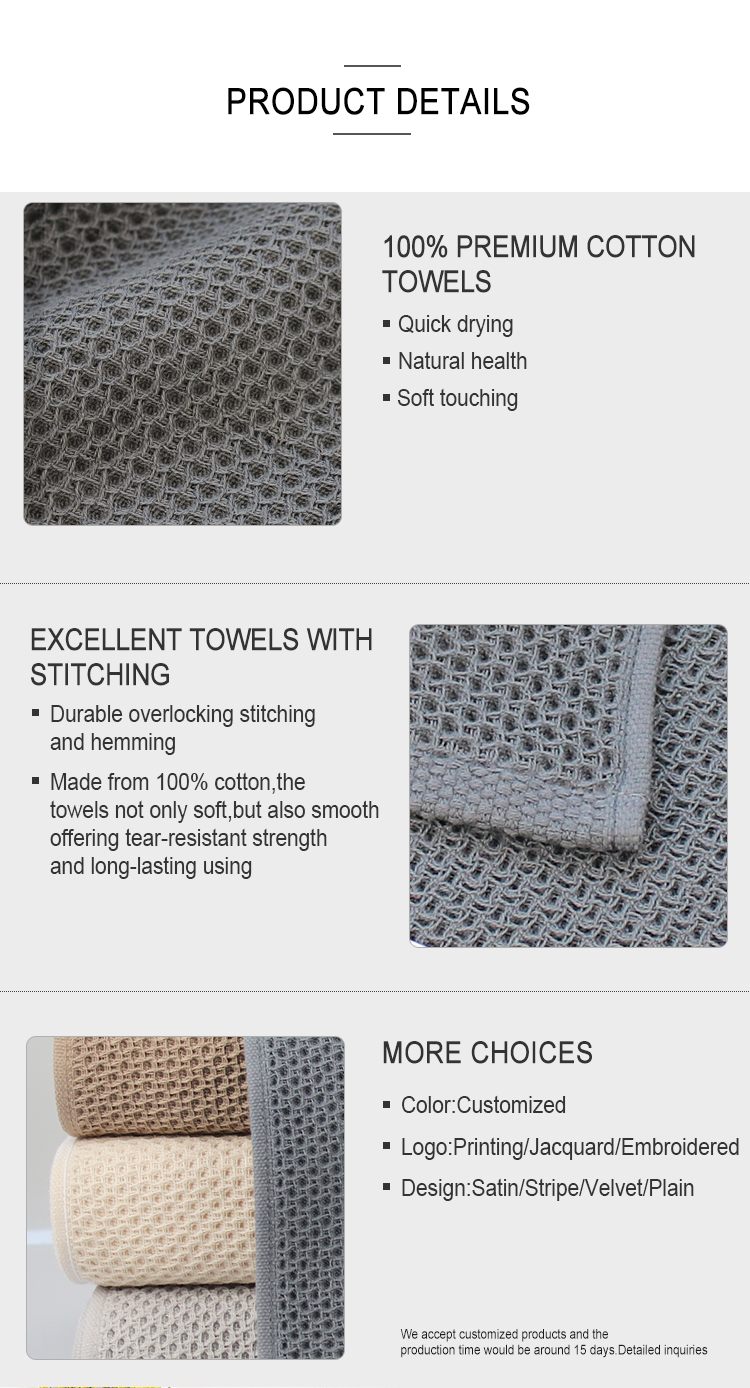 Morden Luxury Solid Color All-Season Factory Price High Quality Cotton Waffle Cheap Face Towel