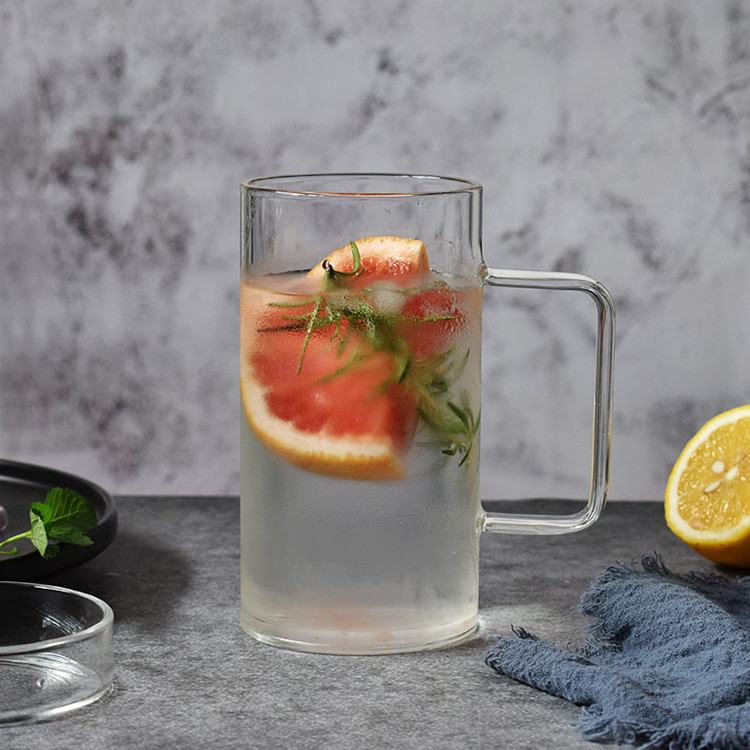 High-capacity Glass Tea Cup Coke Juice Cup With Handle High Borosilicate