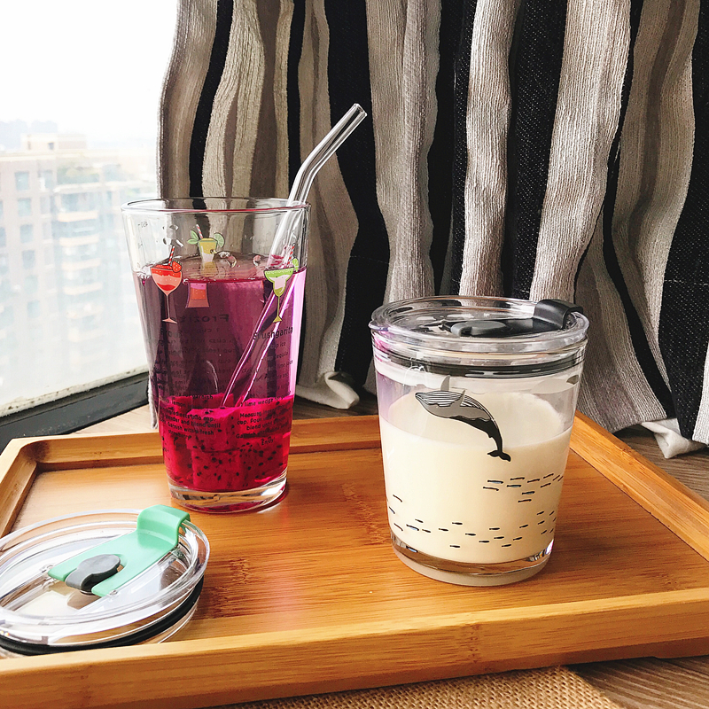 Fashion Eco Life Style Borosilicate Cactus Printing Glass Cup Drinking