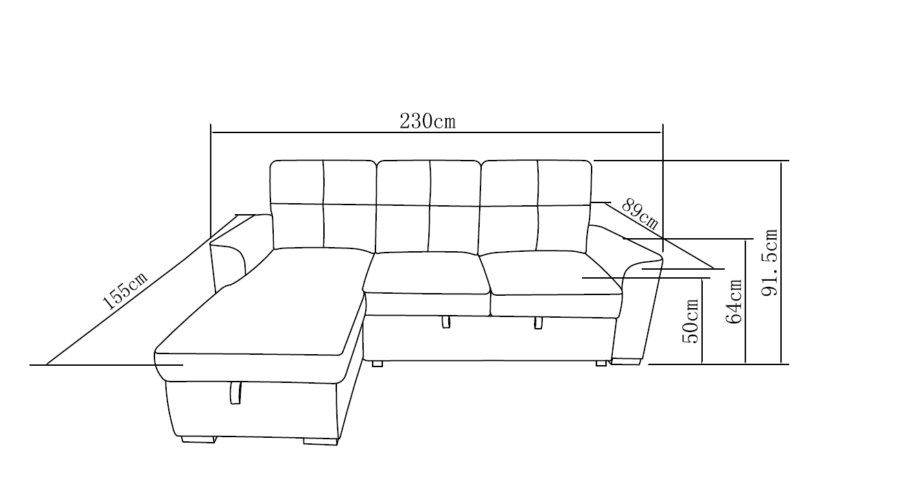 Modern fashion living room sofa Comfortable style Home furniture 2 Seater sofa bed with chaise Sofa