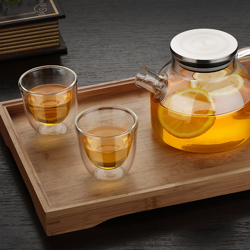 Double Wall Mini Glass Tea cup Hand Blown Glass High Borosilicate  Glass