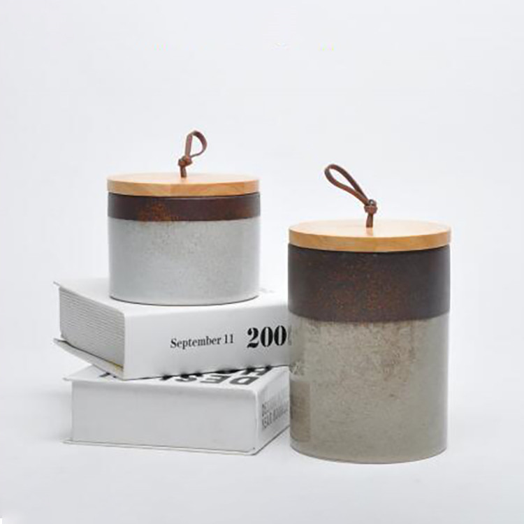 Western vintage cylinder shape indoor ceramic porcelain candle holder jar for table