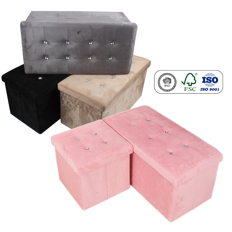 manufacture directly foldable storage ottoman and new folding storage stool footstool
