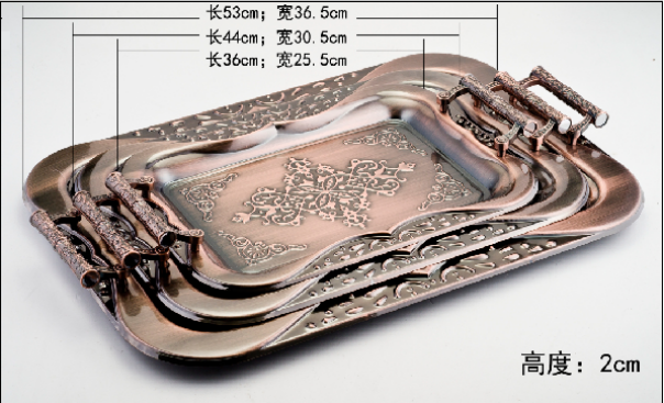 Wholesale Stainless Steel High Quality Square Serving Tray With Handle Party Tray Bar Tray