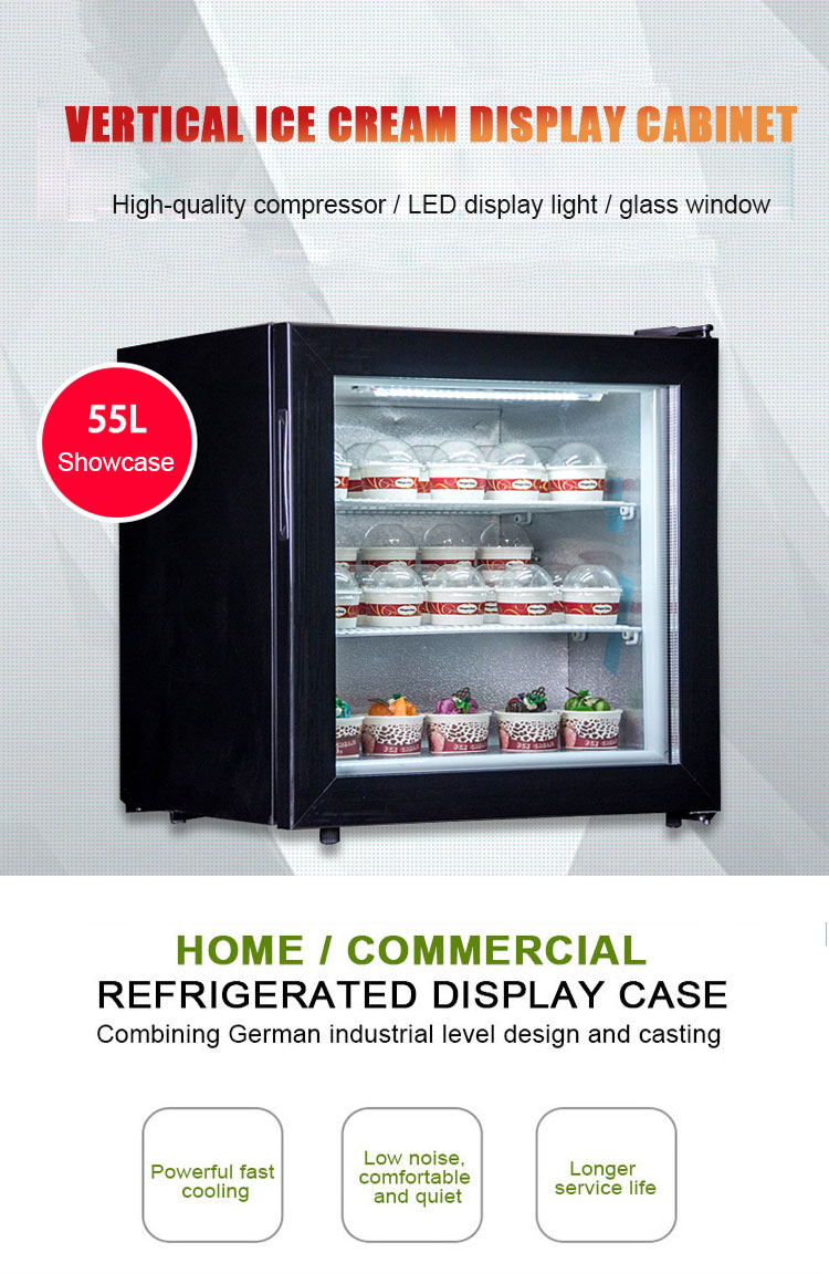 Ice cream refrigerated display case refrigerator
