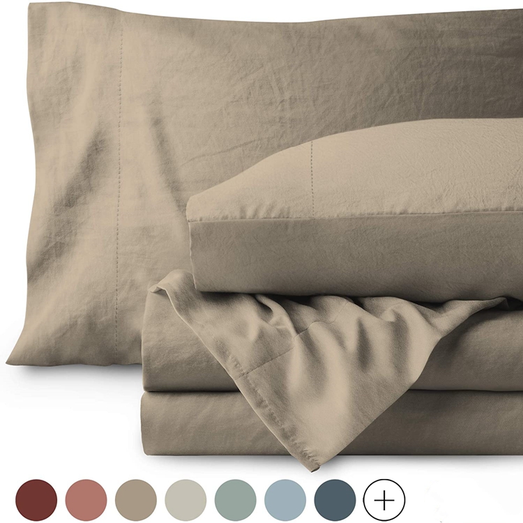 Wholesale Washed Cotton Bed Flat Wholesale Trendy Sheet Set Queen Size Bedding