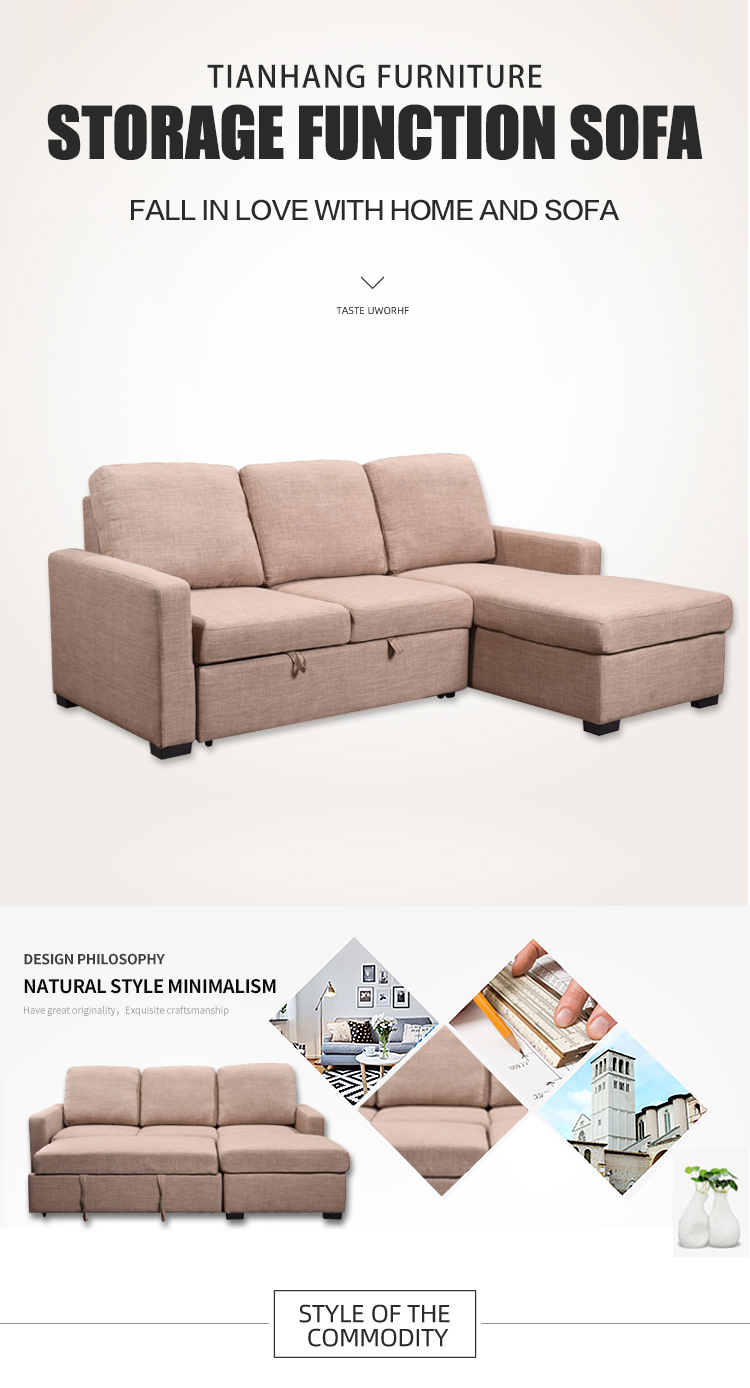 Hot sale living room sofa set L shape sofa bed corner sleeper sofa factory whole sale