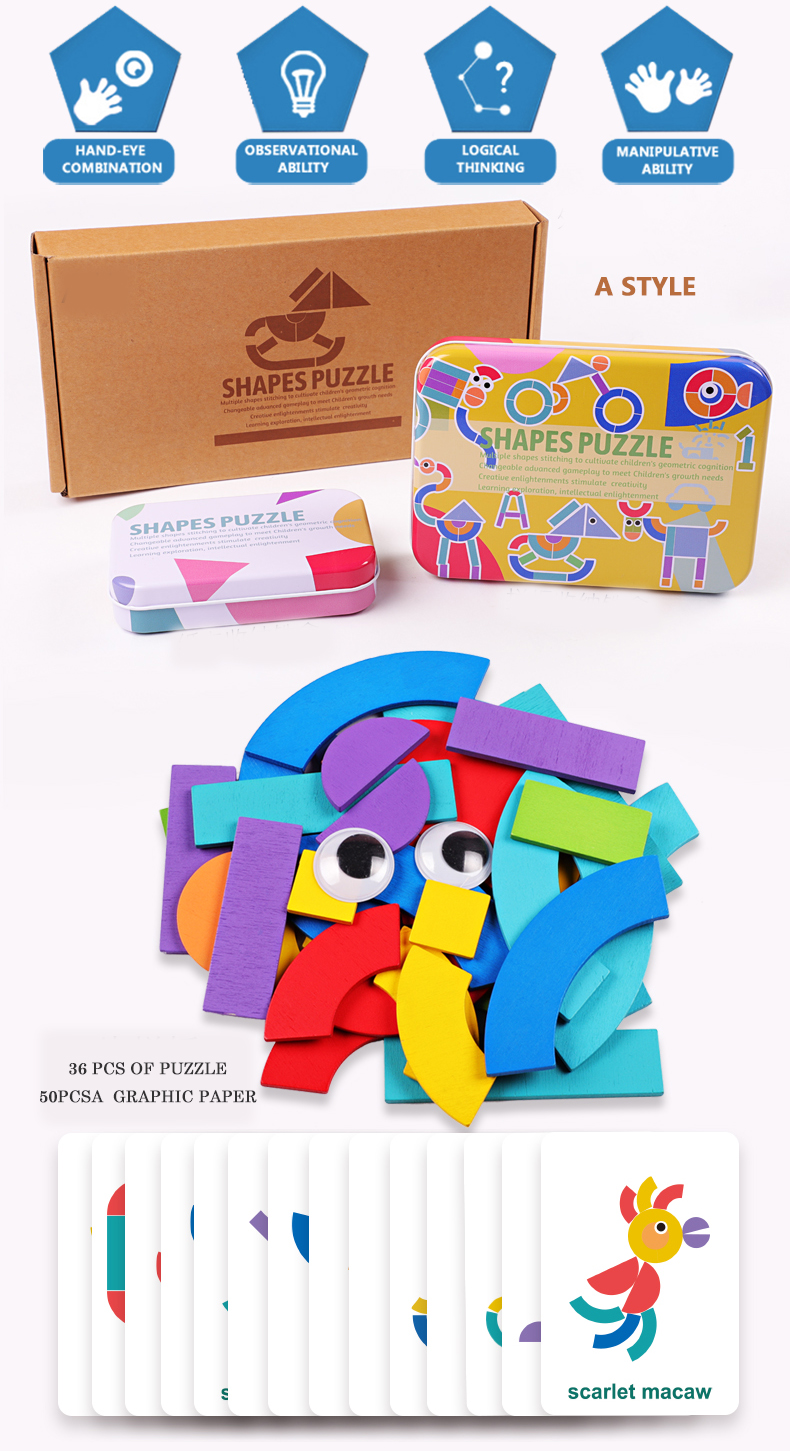 Hot Selling Multifunctional Wooden Jigsaw Puzzles New Design Kids Self Assemble Imagination Development Educational Toys