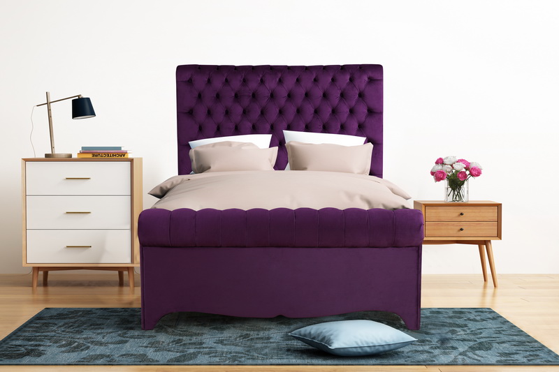 Italian Grey Luxury Platform Wood gas lift storage ottoman Beds With Headboard