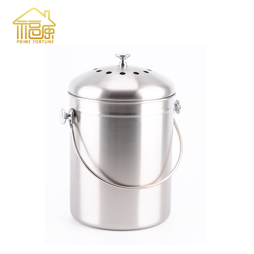 Compost bin 1.3 Gallon Kitchen Countertop compost Container Galvanized Steel Countertop kitchen metal Compost Bin