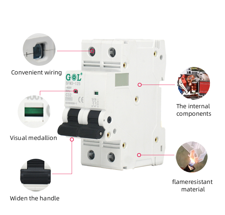 Mini 250Amp Vacuum Ature Air 63A Mcb Electrical Electronic Miniature Dc Circuit Breaker