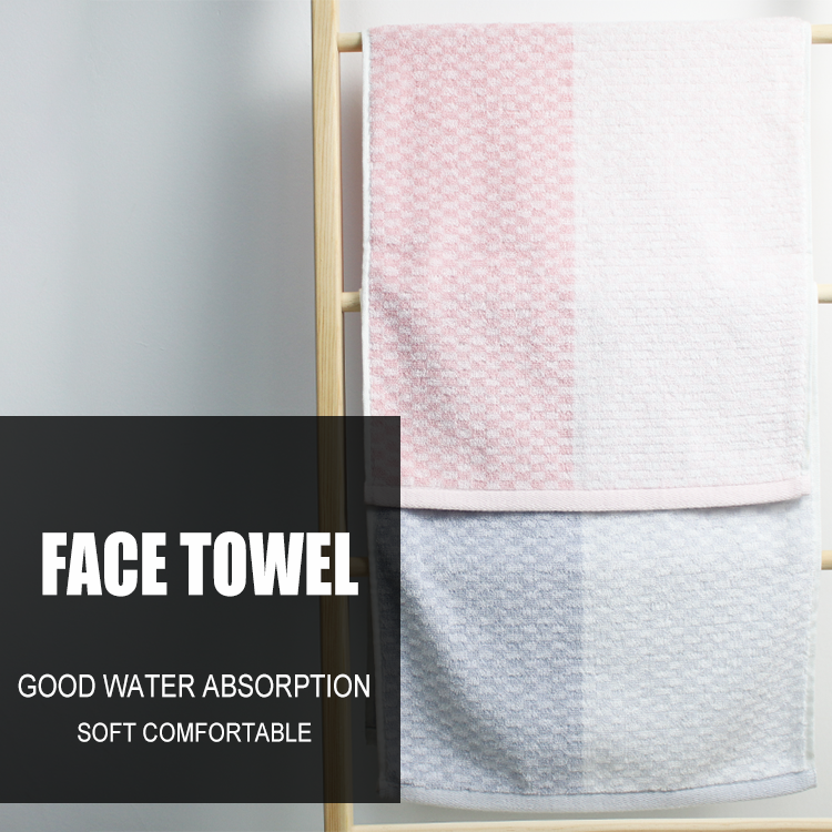 Traditional Factory Custom Grid 100% Cotton Jacquard Woven Face Home Hotel Towels