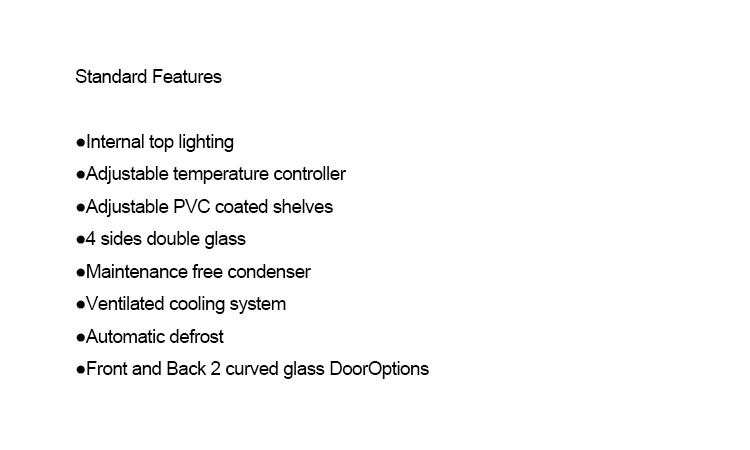 68L(2R) Four Sides Glass Door Cold Storage Drink Cake Pastry and Dessert Commercial Display Vertical Showcase