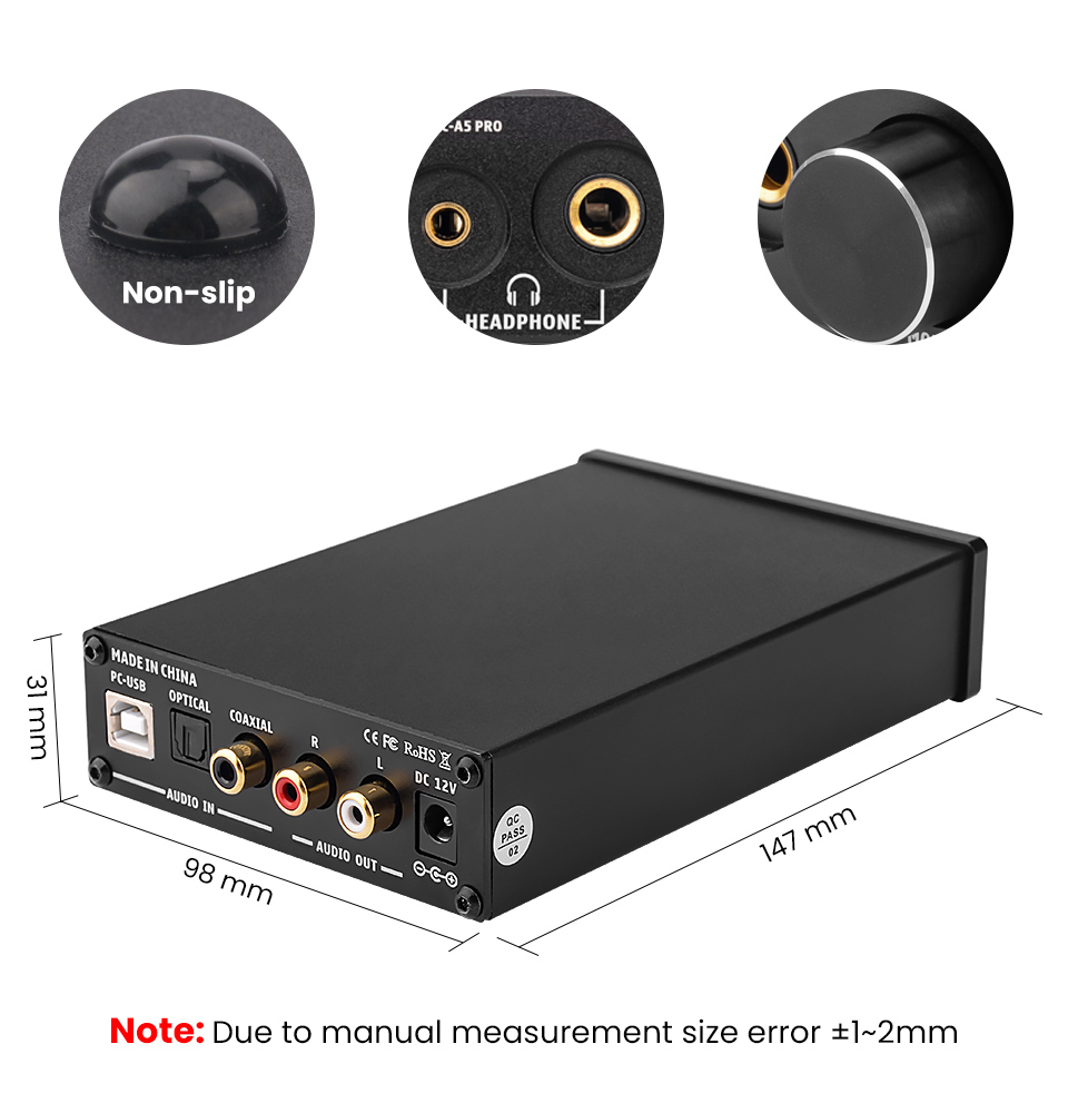 AIYIMA A5 PRO ヘッドフォンアンプ 24BIT 192KHz DACオーディオ