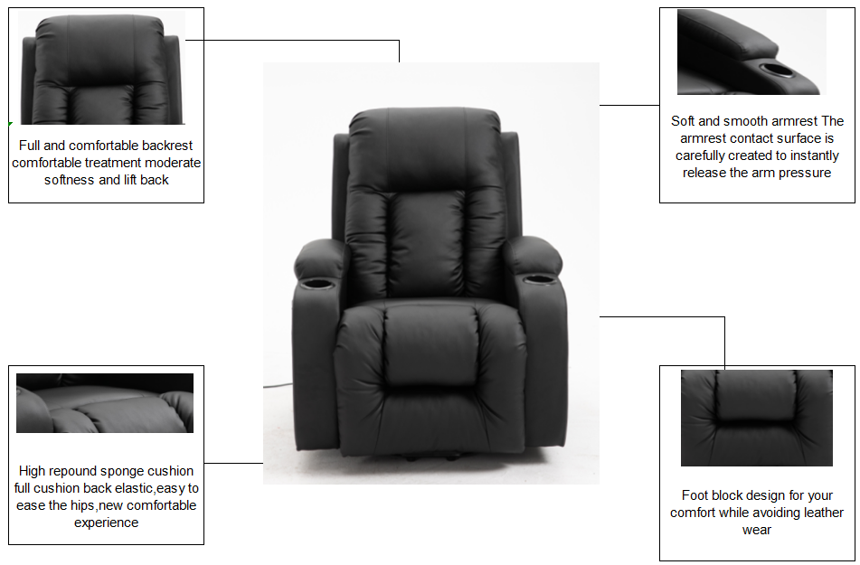 Factory Wholesale One Seater Comfortable 8 Point Vibration Massage With Heating Electric Recliner Sofa