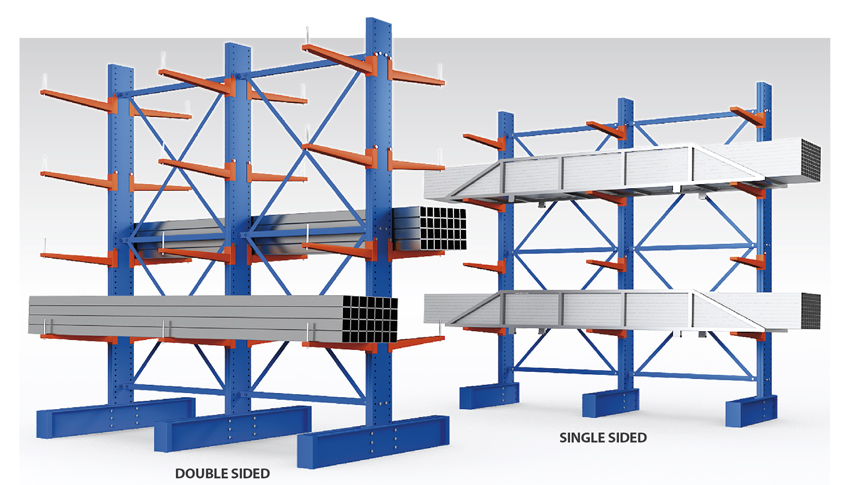 6000mm Height Cold Steel Cantilever Racking System 2000kgs / Arm Loading Capacity 6