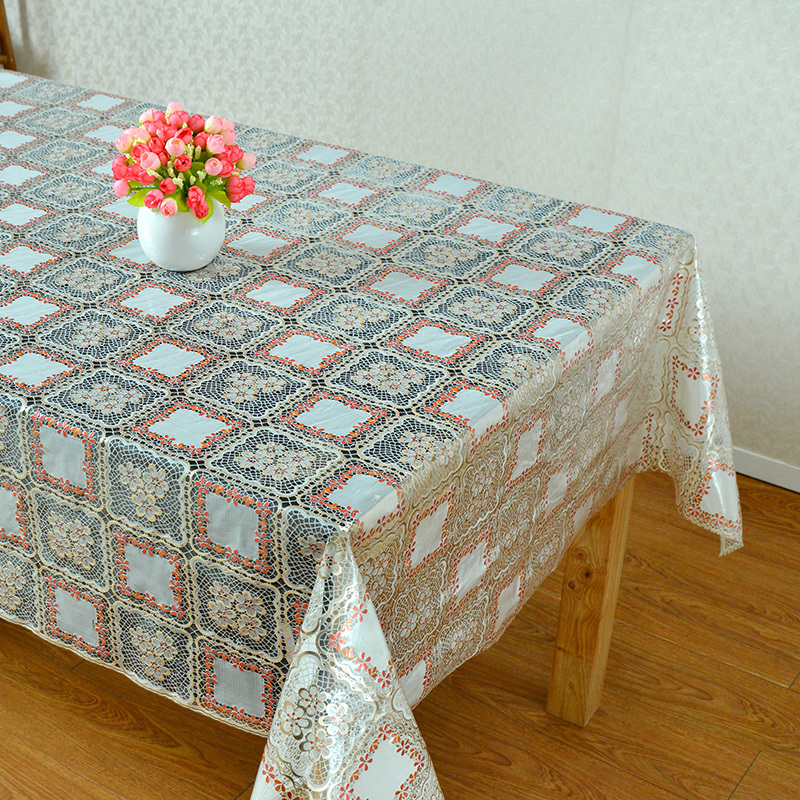 Circle Rose Gold Tablecloths Spillproof Sequin Wedding Jacquard Tablecloth