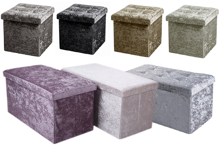uk popular storage ottoman crushed velvet storage ottoman foldable fabric ottoman storage