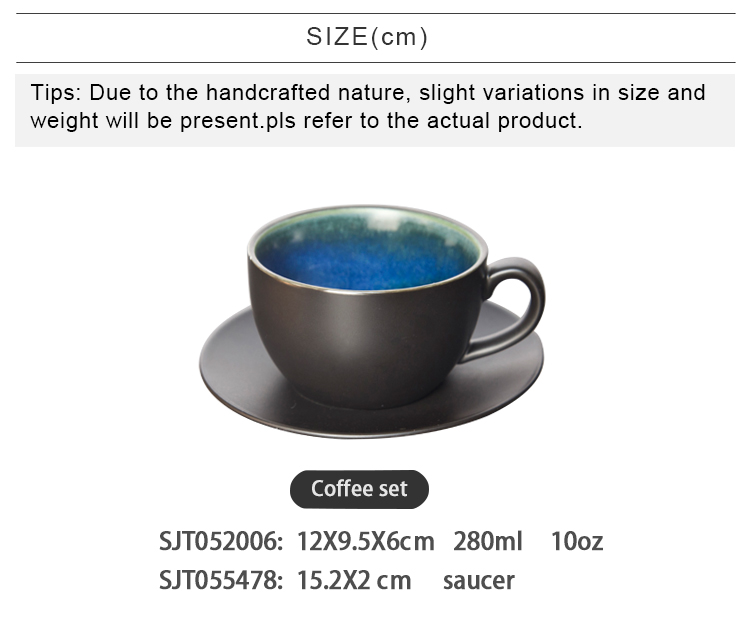 Matte Blue Coffee Cup Set 280Ml Coffee Cup And Saucer