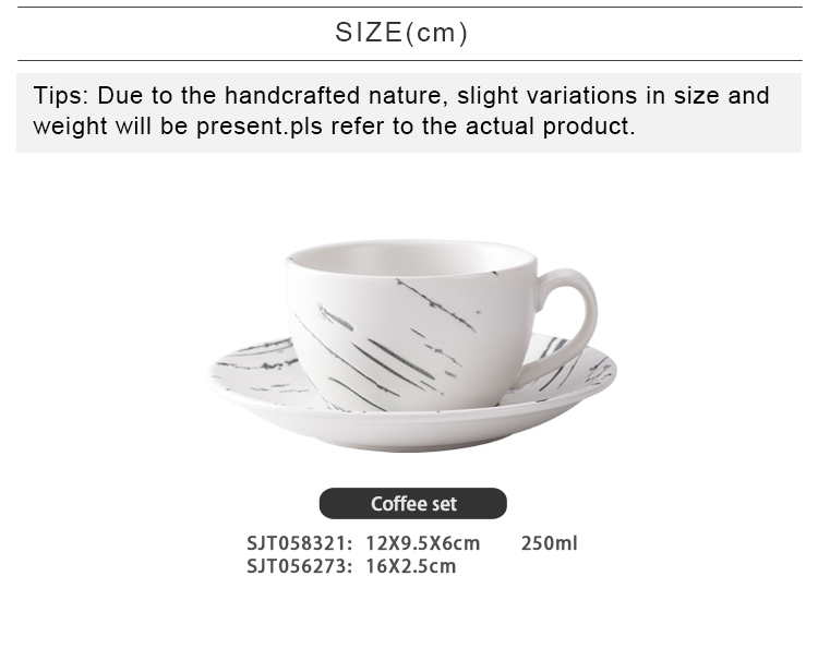 250Ml Cappuccino Marble Cup With Saucer Set For Cafe
