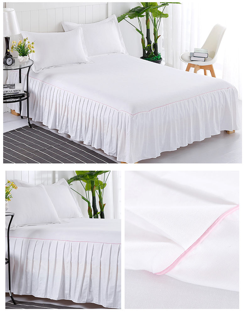 OEM Simple light colour dust ruffle decorative bed runner/skirt