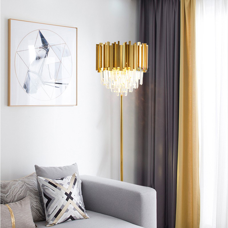 Hotel Dia.35*H150cm/Light-luxury post-modern decorative art crystal Floor lamp, for model room,bedroom,dining room Living Room