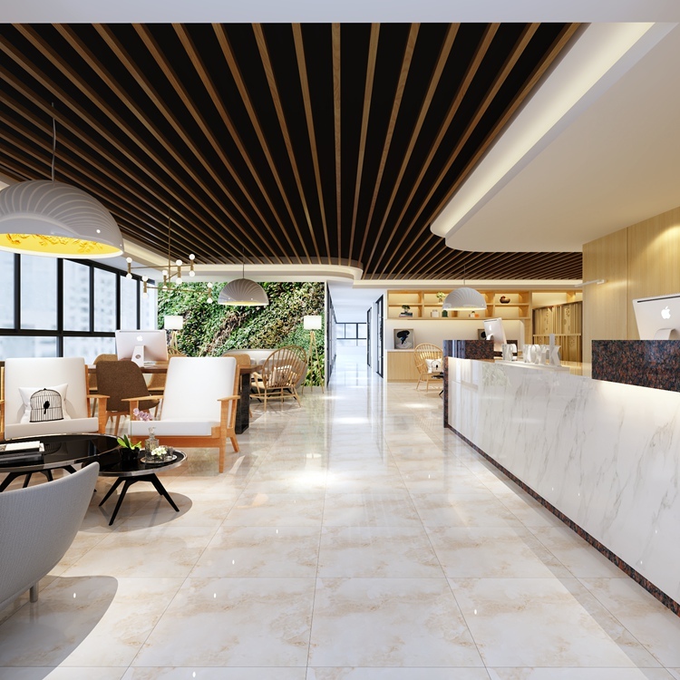 Ceramic Tile Custom Size High Gloss Glazed Marble Imitation Walkway Corridor Floor Tiles Designs