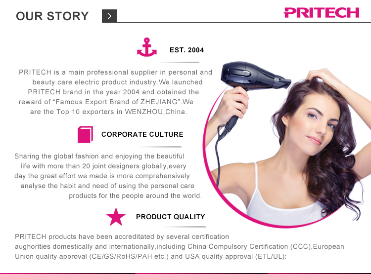 PRITECH 1800W/2200W 3 Heating Settings Professional Ionic DC Motor Hair Dryer