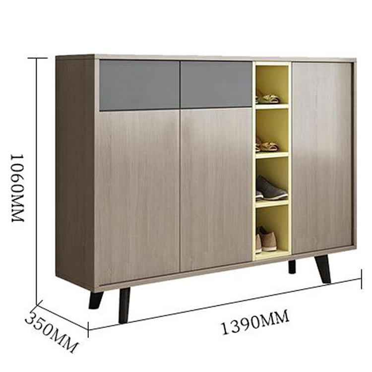 Wooden 30-pair Shoe Storage Cabinet With 3 Compartments And Doors