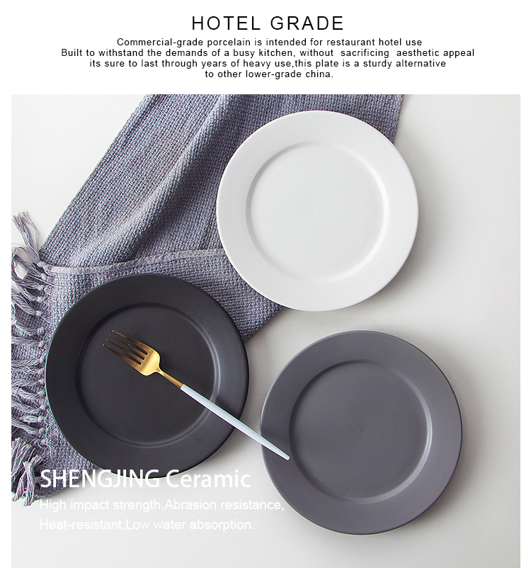 Wholesale factory Ceramic Flat Matte Color Glaze Bread Plate For Bistro