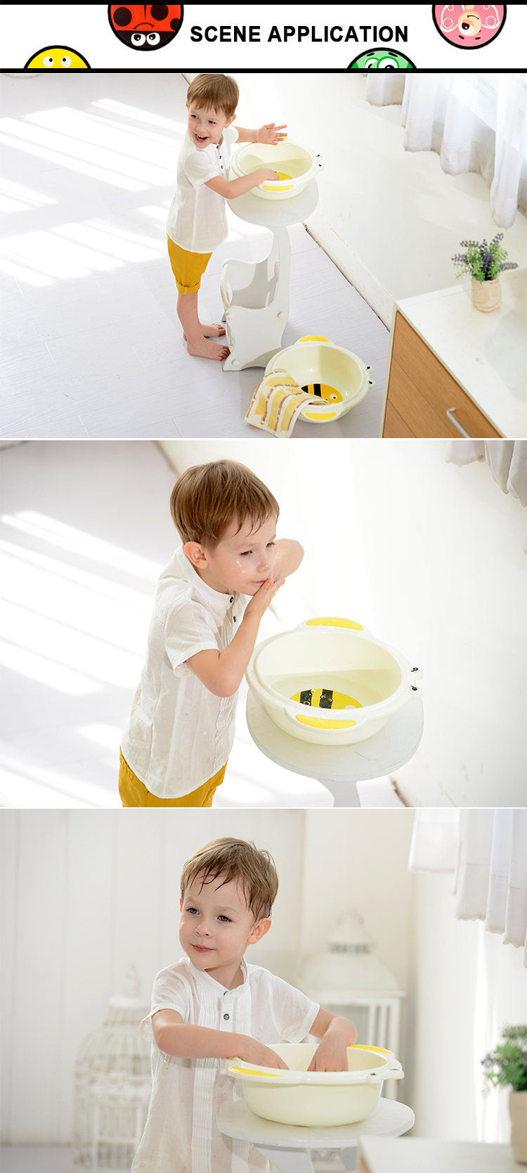 Cartoon Multifunctional Plastic Children's Washing Basin, Different Size Small Baby Hand Foot Hair Washbasin/