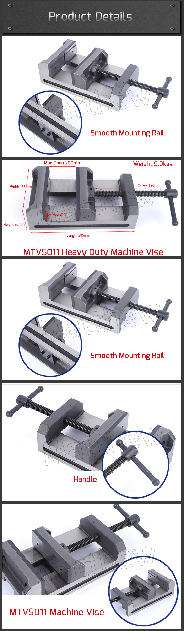 Heavy Duty Slide Machine Plain Vise For CNC