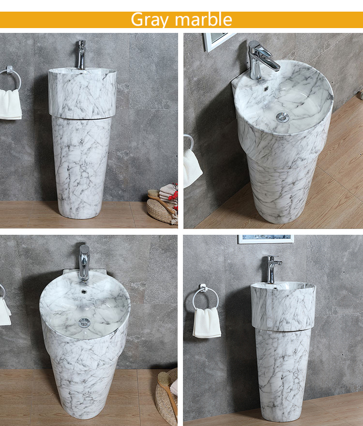 Multiple colors ceramic colour floor standing wash pedestal basin
