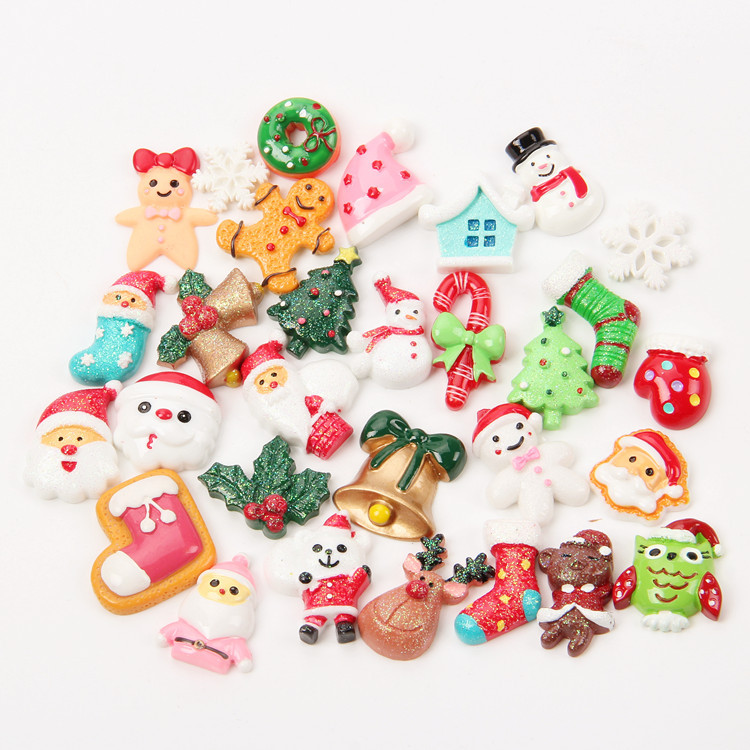 Free Shipping 100pcs Assorted DIY Hairpin Cabochon Supplies Mystery Pack Kawaii Cabochons Christmas