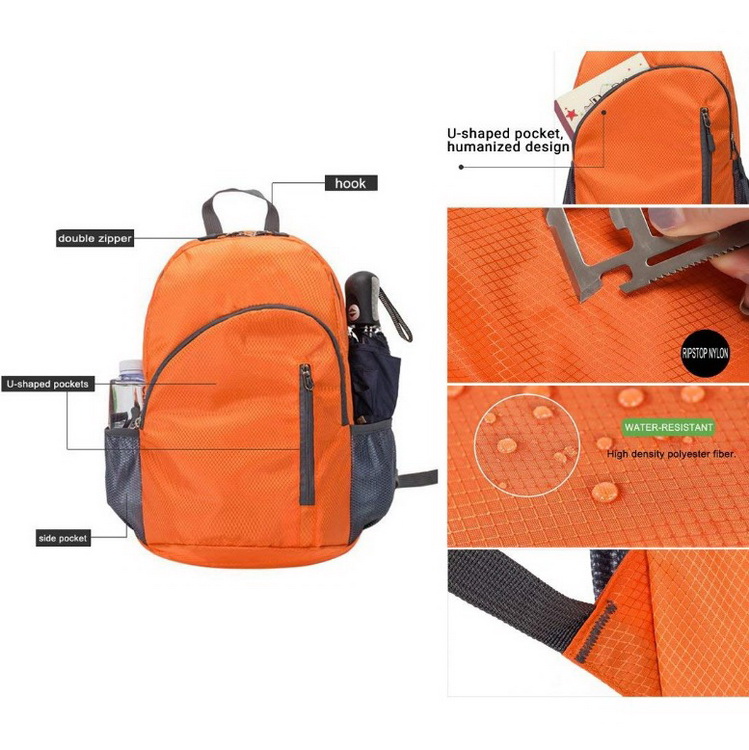 Sac à dos de vélo pliable pliable de camping ultra-léger promotionnel en plein air