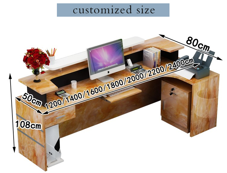 Customized office front counter desk furniture cheap white wood modern reception desk