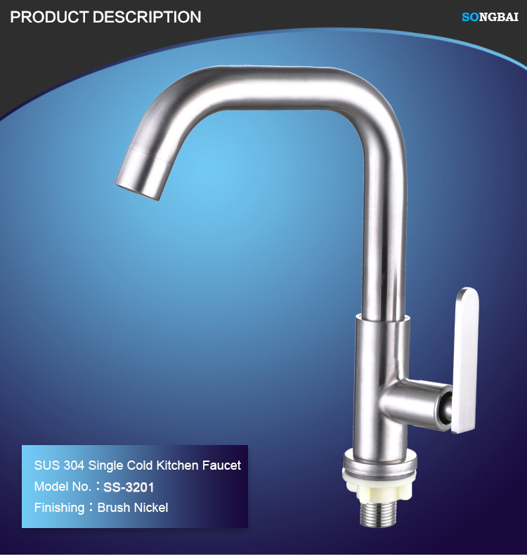 Songbai Service Single Lever Modern Kitchen Sink Mixer Tap Chrome stainless steel 304 Kitchen Faucet