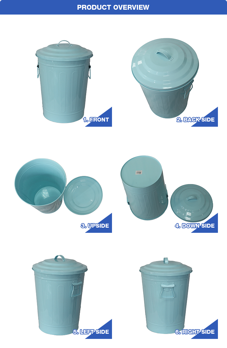 Manufacturer 18L galvanized steel garbage trash can