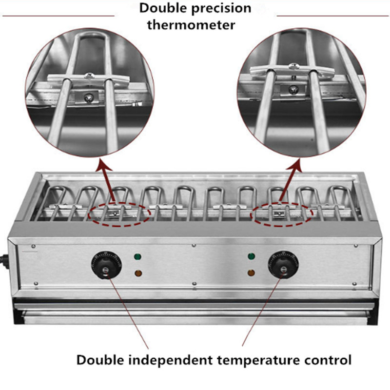 Electric BBQ Grill Commercial Desktop Smokeless Barbecue Oven Stainless Steel Kebab Oysters Roasting Camping