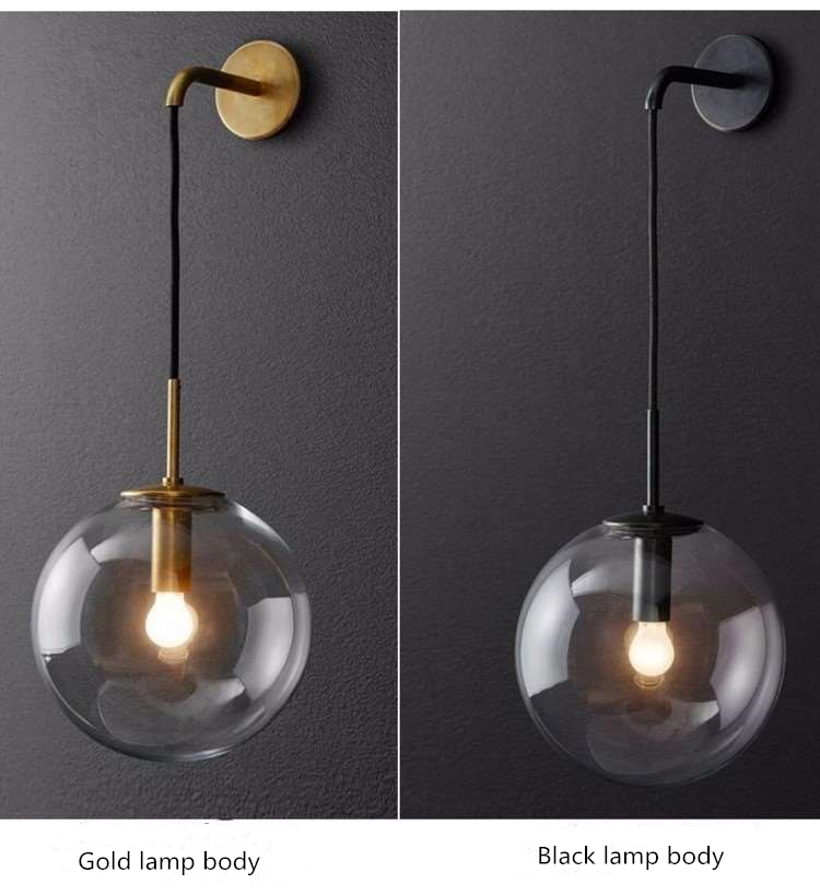 hotel living room bedroom loft indoor led nordic glass wall lamp