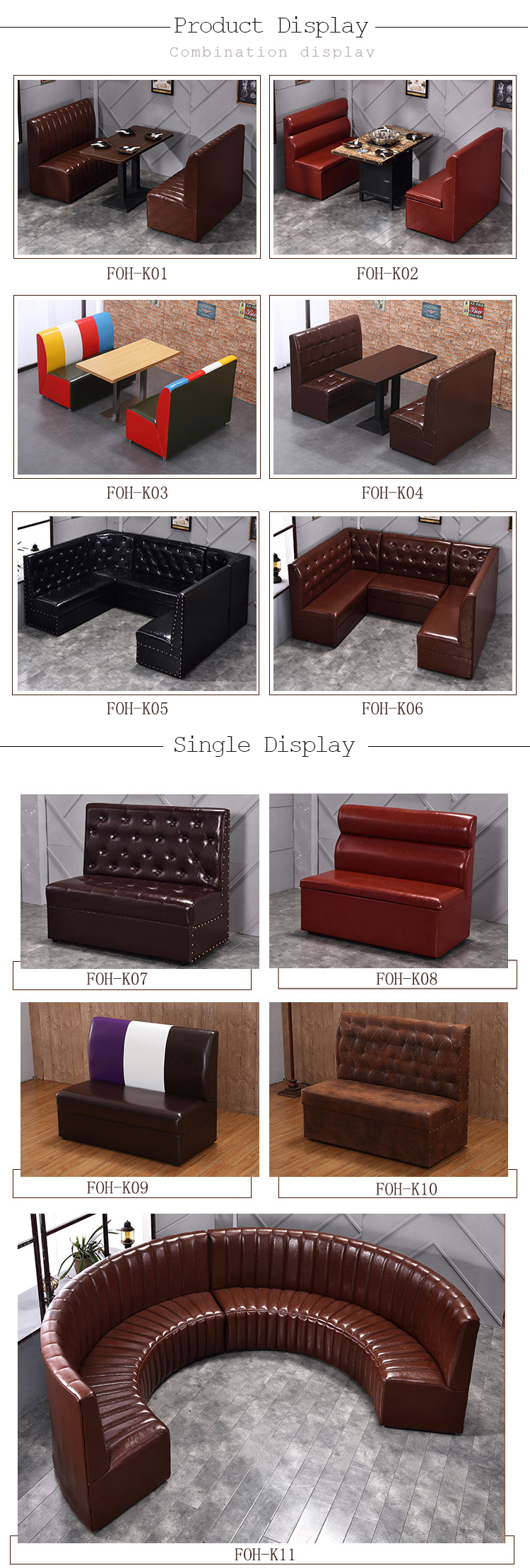 Colorful brick back small restaurant booth seating/restaurant furniture sofa booth