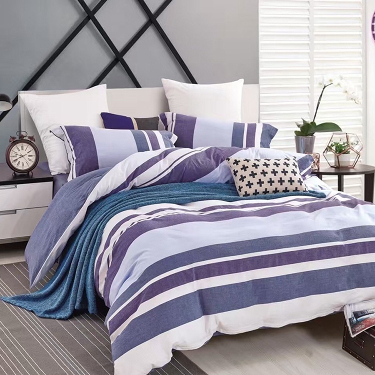 Custom 4PCS 1200 thread count stripes microfiber comforter set bedsheet cotton bed sheet